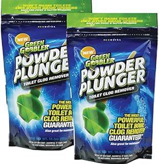 Green Gobbler POWDER PLUNGER Toilet Bowl Clog Remover - 2 Pack Net WT 16.5 oz