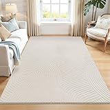 U'Artlines 5x7ft Washable Area Rug for Living Room, Minimalist Modern High-Low Pile Rug...