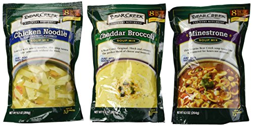 Bear Creek Country Kitchens Soup Mix 3 Flavor Variety Bundle: (1) Minestrone Soup Mix, (1) Cheddar Broccoli Soup Mix, and (1) Chicken Noodle Soup Mix, 9.3-11.2 Oz. Ea.