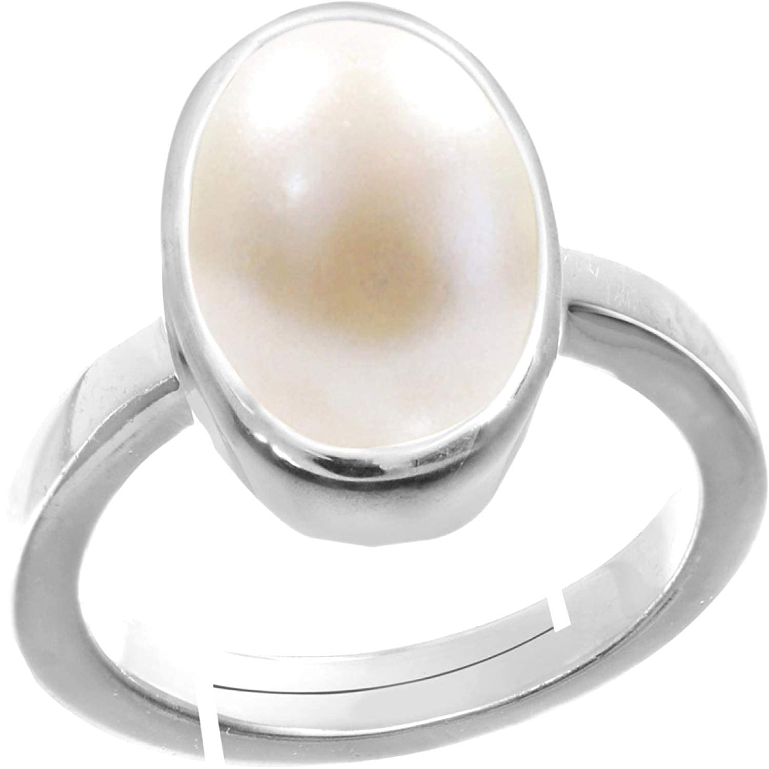 Pearl Stone Ring 2.25 Ratti / 1.50 Carat Moti Ring SILVER PLATED with Lab Certified Card {Pearl Gemstone moti Gemstone Certified Natural }for Men and Women-image-0