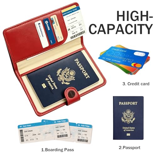 Image of ZOPPEN Passport Holder RFID Blocking Travel Wallet, Scarlet Red | Passport Cover with Multiple Card Slots, Water-Resistant & Easy-Carry, Must-Have Travel Accessory for Men & Women.