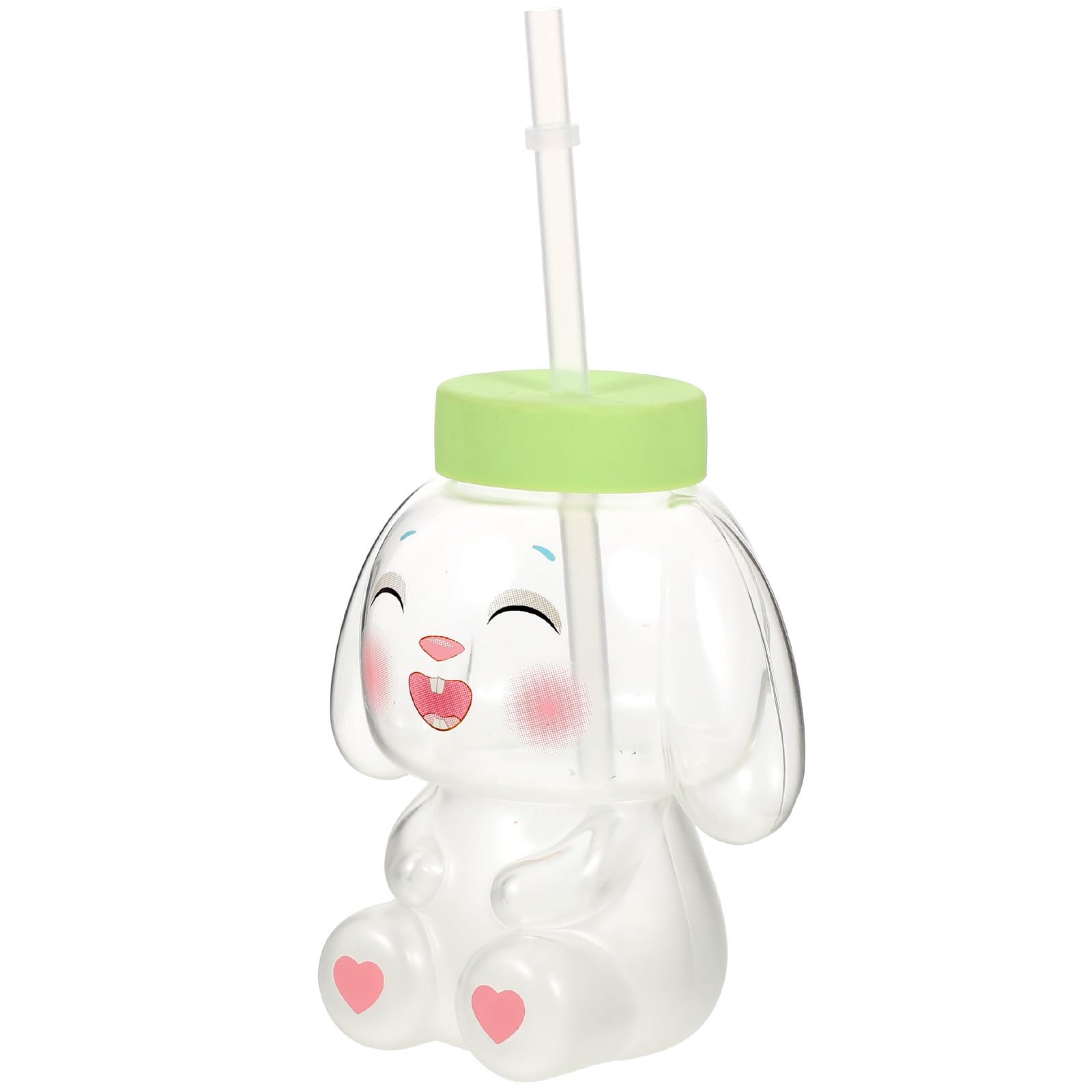Vaso de vidrio con conejo de 400ml y pajita para agua y zumos