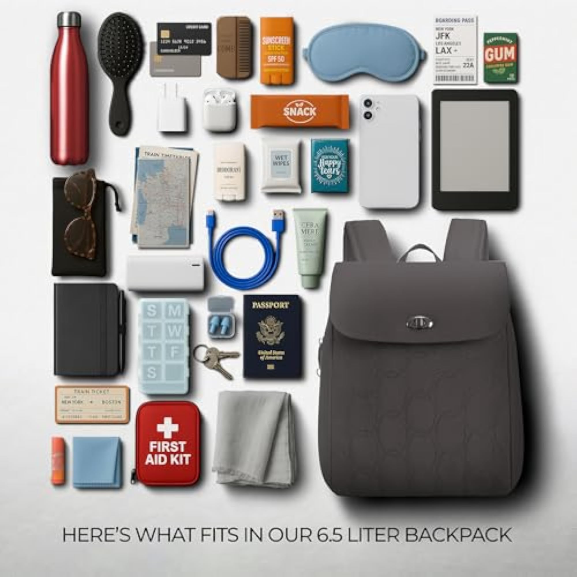 Anti-Theft Runways Compact Backpack, Secure Design