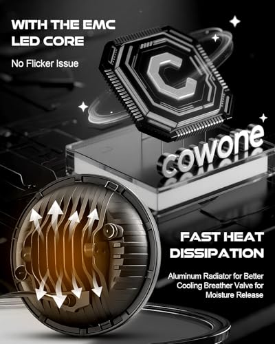 COWONE 7 Inch Round 5D 130w LED Headlights with DRL Compatible with Jeep Wrangler JK TJ LJ CJ for Motorcycles