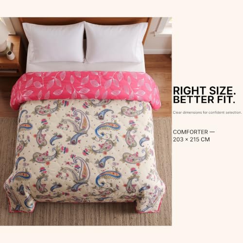 Image of BSB HOME Premium 280 GSM Quilted Comforter, Soft Plush Floral Printed Bedspread, Cozy Warm Reversible Blanket for Bedroom, Elegant Winter Bedding Comforter, 80 x 85 Inches (203 x 215 cm) - Blush Pink