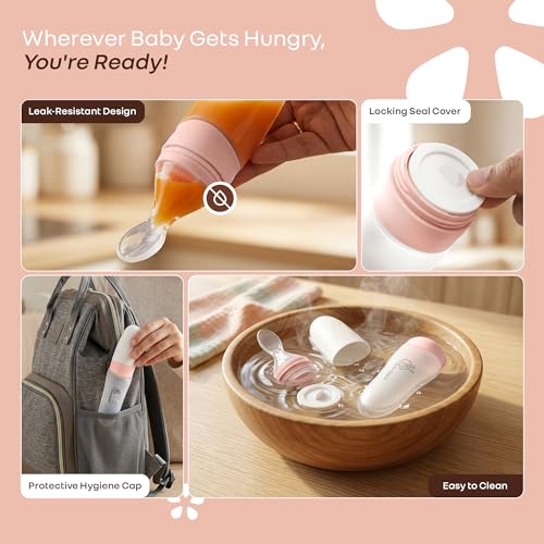 Image of R for Rabbit First Feed Food Feeder for Kids, 90ml Capacity, Premium Soft Silicone Spoon Food Grade BPA Free Material for Kids of 12+ Months (Pink)