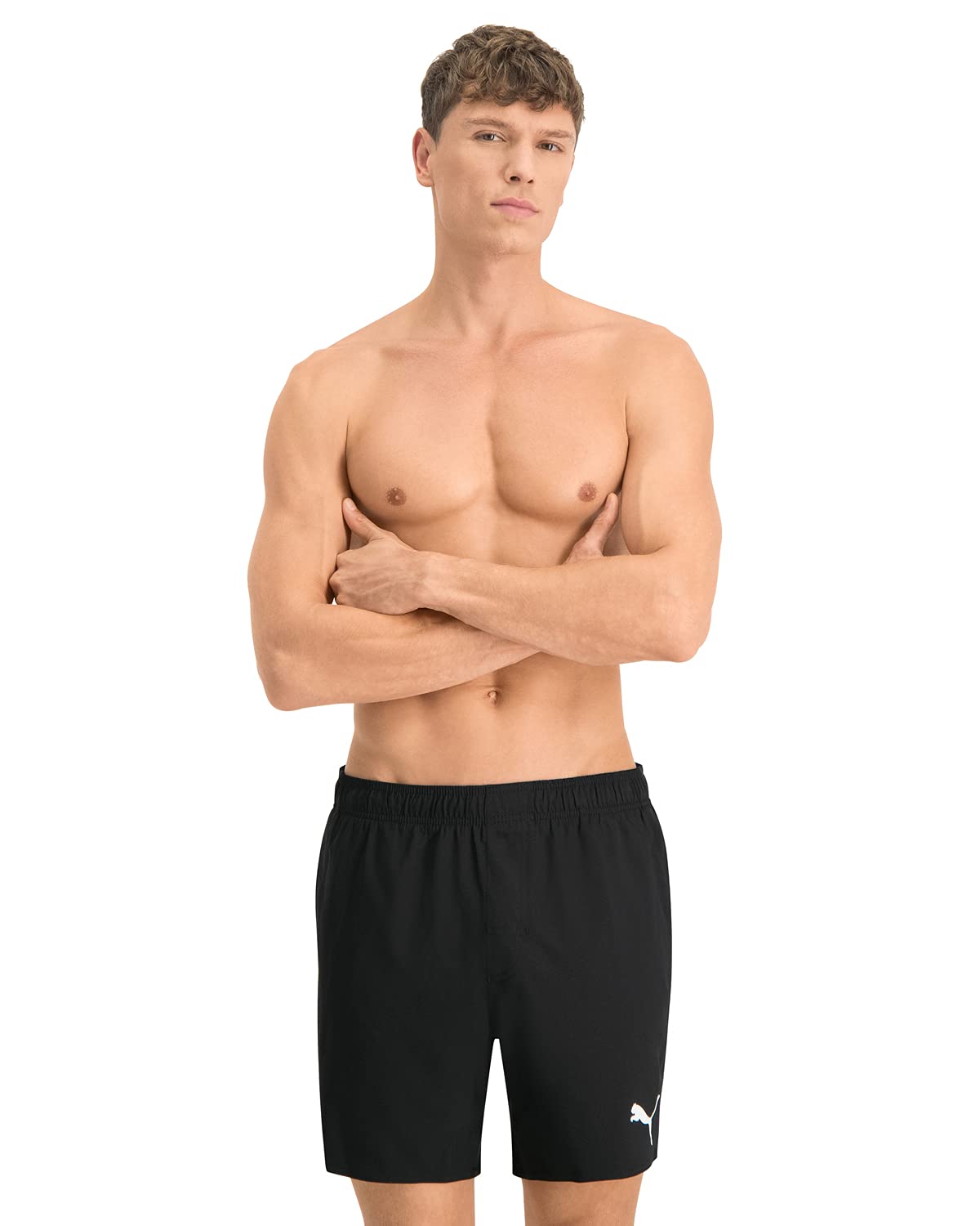 PUMA Men's Swim Mid Shorts Trunks, Black, XL
