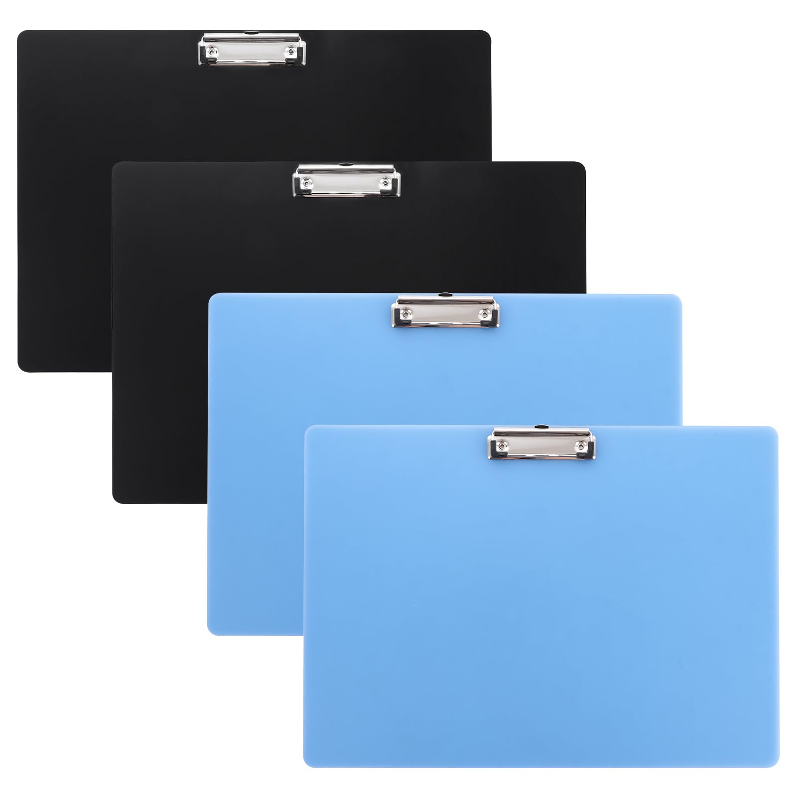 CYEER A3 Clipboard Pack of 4, Extra Large Plastic Clip Board with Low Profile Clip, Blue Clip Boards with Hanging Hole for School, Office, Restaurant