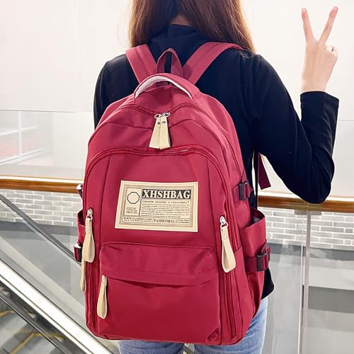 Cool School backpack kawaii Laptop Bag Grade Book Bags for School Girls Casual Waterproof for Women (Red)2
