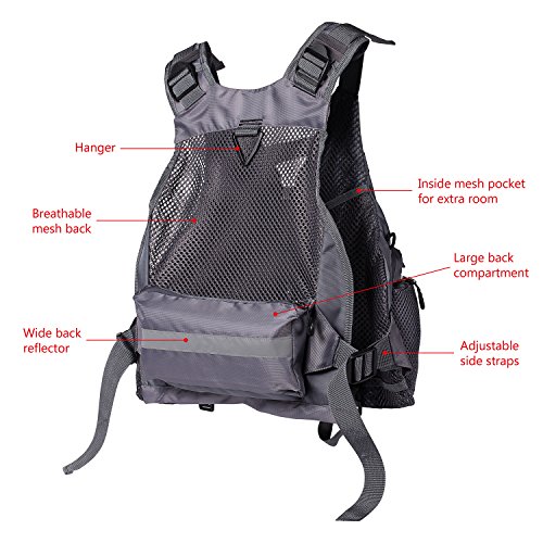 Foto von Bassdash Herren Angeln Weste Multifunktionsweste Anglerweste mit biszu max.20 Taschen für Fliegenfischen und Outdoor Freizeit