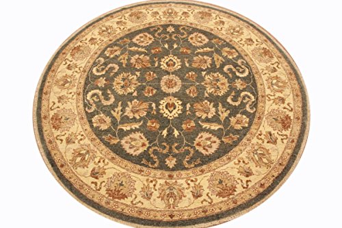 ETFA Runder Orient Teppich Ziegler ca. 214 cm Ø Grün - feine Qualität - moderner Teppich - Oriental Round Carpet Zigler