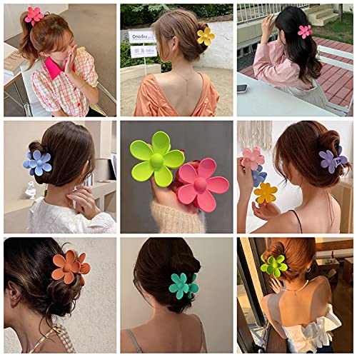 Hair-Claw-Clips-8PCS-Flower-Hair-Clips-Large-Hair-Clips-Cute-Claw-Clips-for-Women-Thick-Hair-Hair-Jaw-Clips-Big-Dasiy-Matte-Hair-Clips-Non-Slip-Strong-Hold-for-Women-Thick-Thin-Hair-8-Colors