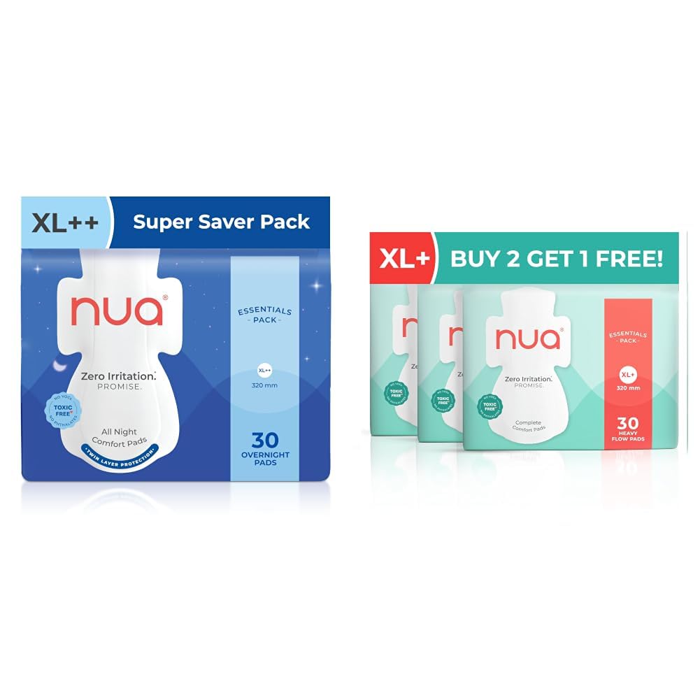 Nua All Night Comfort Sanitary Pads | Pack of 30 (XL++ 320mm) | Twin Layer Protection | 50% Wider Back and Anti Stain Wings | Upto 10 hours of Absorption | Super Soft and Breathable | No Rashes | 100%-image-27