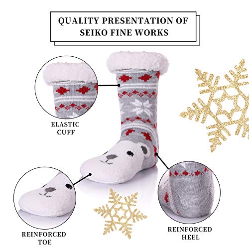 Yebing Non Slip Slipper Socks For Womens Fuzzy Soft Cozy Grippers Winter Warm Animal Fleece-lined Home Socks4