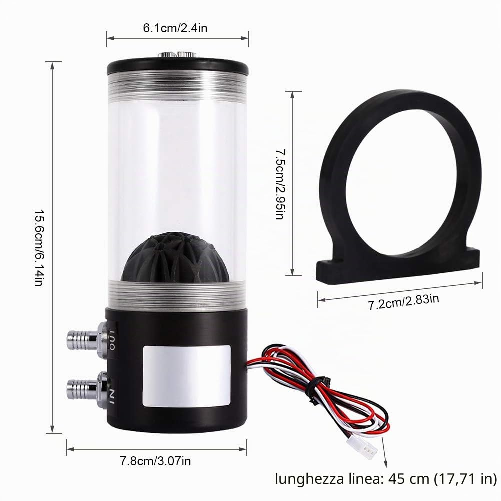 pompa acqua pc + Raffreddamento Radiatore acqua Pompa Serbatoio Scambiatore di calore Silenziatore 500L / H 10W DC 12V CPU