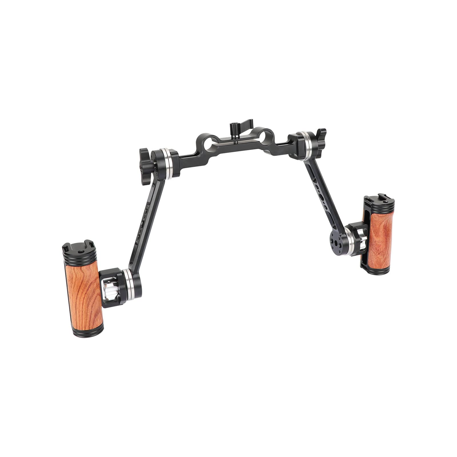 SZRIG Adjustable Handle Grip with M6 Rosette Extension Arm & 15mm Railblock for DLSR Camera Shoulder Rig, Black with silver accents - Image 4