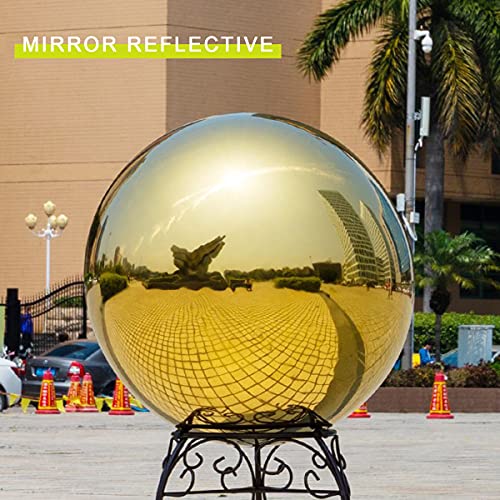 CLLX Esfera de aço inoxidável para decoração de jardim e casa, espelhada, dourada, refletiva, esfera