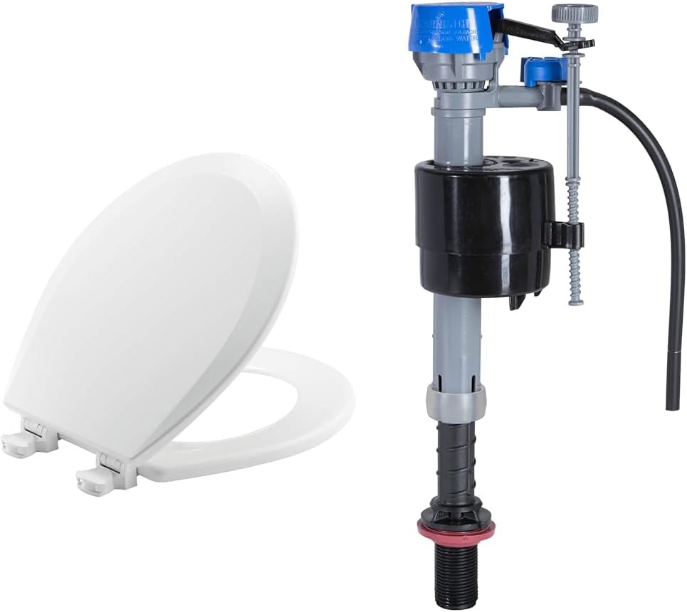BEMIS 500EC 390 Toilet Seat & Fluidmaster 400H Fill Valve High Performance Tank & Bowl Water Control