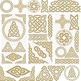 WANDIC 3 Bögen goldener keltischer Knoten, Transferaufkleber, wasserdichte Aufkleber, Möbelhandwerk, Dekoration, Junk-Tagebücher für DIY-Scrapbooking, 15 x 30 cm