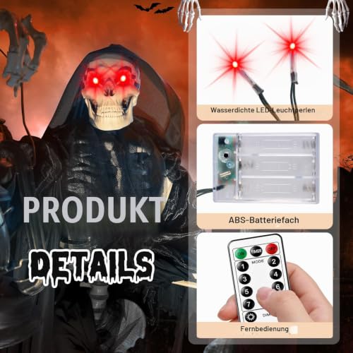 4 Stück Timer & 8 Modi Rot Halloween LED Leuchtende Augen für Halloween Deko Skelette,Totenköpfe,Kürbisse,Grabsteine… – Ansicht 5
