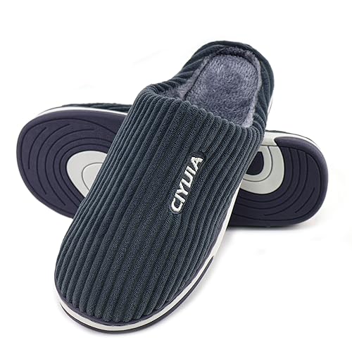 Men's and women's cotton slippers, autumn and winter warm home slippers, comfortable thick bottom non-slip plush slippers, suitable for indoor/outdoor