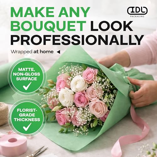 IDL Packaging Green Flower Wrapping Paper, 36"x1200" (100 feet) - USA-Made Premium 50lb Thick Bouquet Wrapping Paper - Elegant Flower Wrap Roll for Weddings, Ceremonies & Special Events by IDL Packaging - Used condition - Image 6