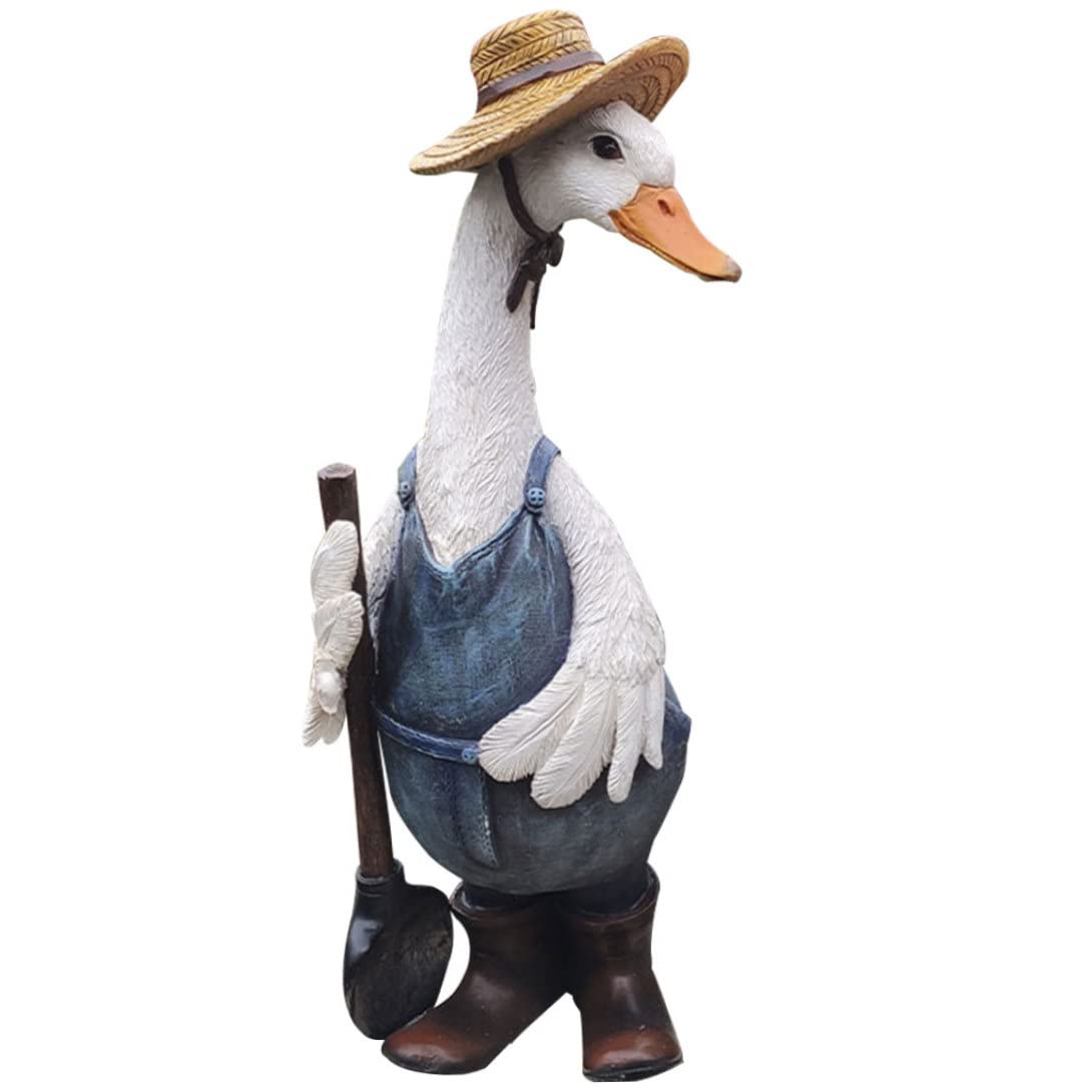 Vistnale garden animal statue, Resin Duck Ornaments Garden Animal Statue Duck Sculptures Decorative Crafts for Patio Lawn Decoration