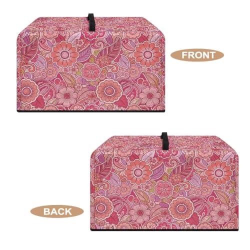 Image of Convection Oven Dust Cover with Handle Washable Microwave Oven Cover Dust Protection Kitchen Appliance Protector, S, 18.25 x 14.5 x 11 Inches, Paisley Floral Pink