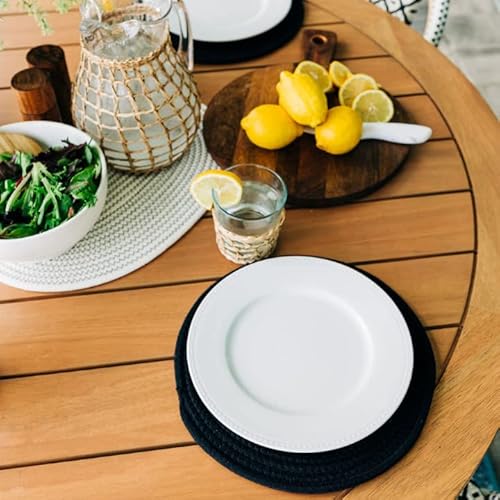 Organihaus Oval Black And White Placemats | Set Of 4 Cloth Placemats | Heat Resistant Braided Placemat For Kitchen Table | Washable Round Placemats For Dining Table | Outdoor Placemats For Patio Table #TOP5