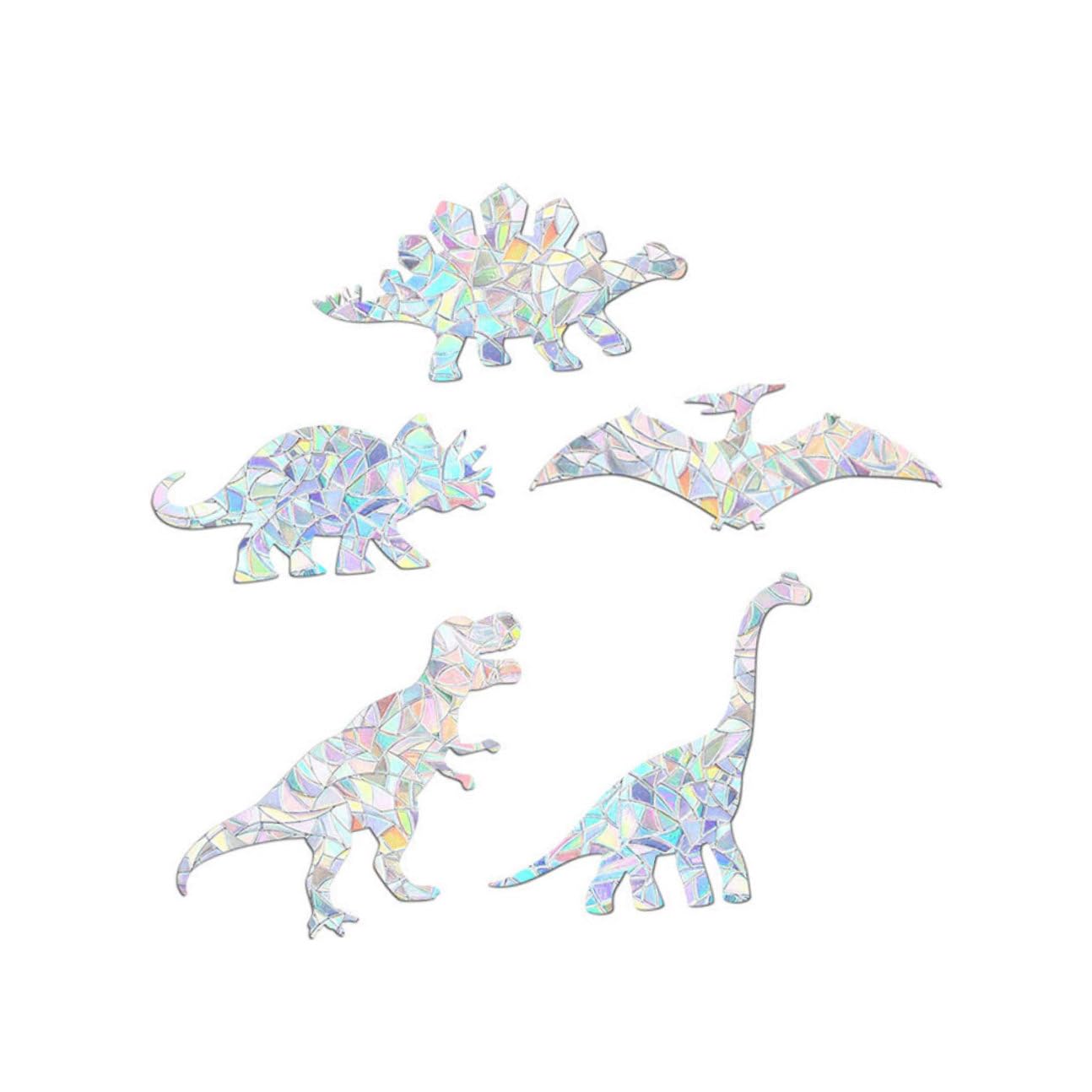 Autocollants décoration fenêtre dinosaures argentés PVC amovibles pour vitrine et maison