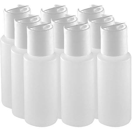 Pinnacle Mercantile 2 oz Empty Plastic Squeeze Bottles with Disc Top Flip Cap Set of 9 Travel Size Perfect for Hand Sanitizer, Lotions Gels, Shampoo