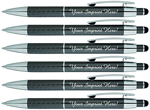 Customized Pens with Stylus - The Prestige Metal Pen - Custom Printed Name Pens with Black Ink Personalized & Imprinted with Logo or Message -Great Gift Ideas- FREE PERSONALIZATION - 6 pack (Gray)