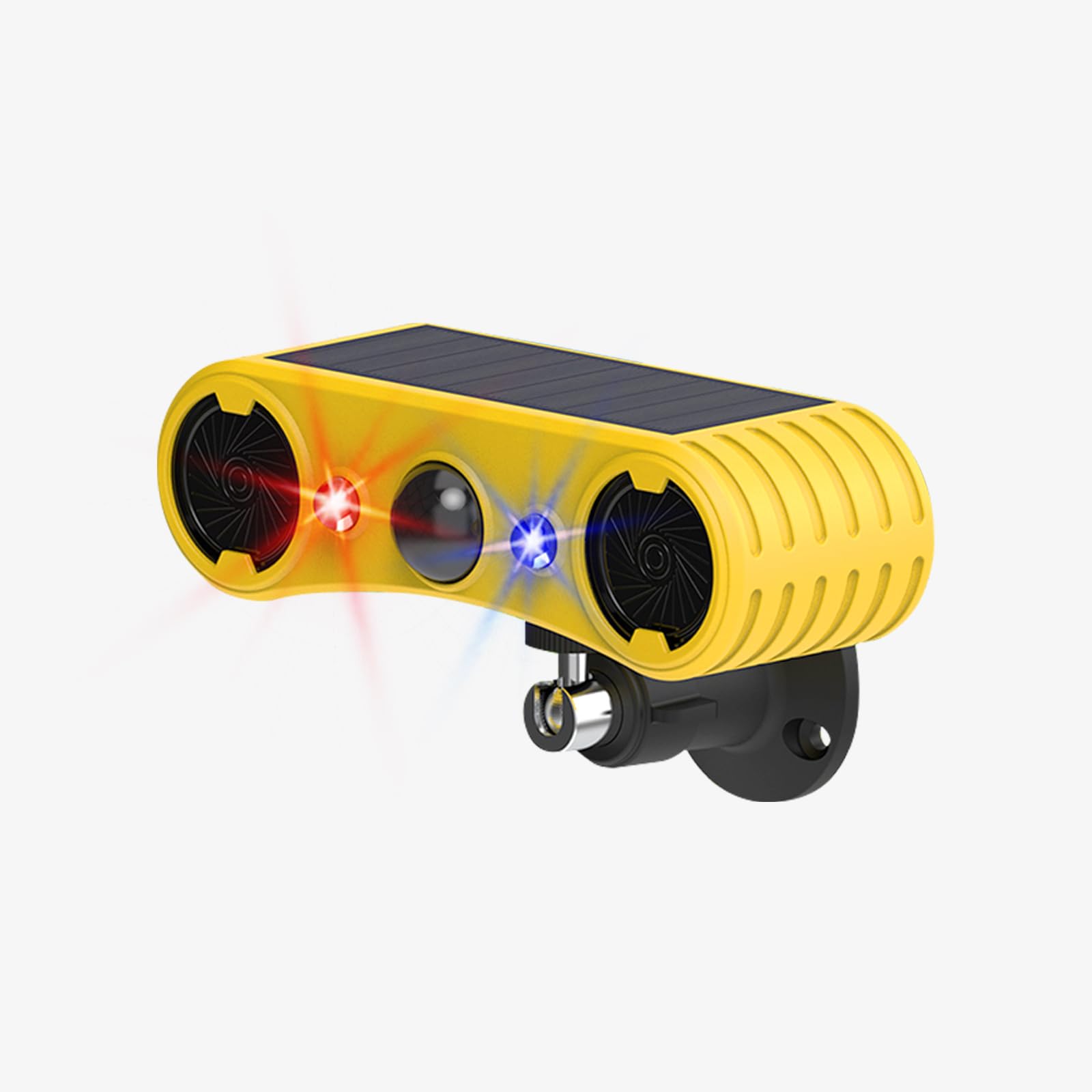 Alarma solar con sensor de movimiento para exteriores, alarma con sensor de movimiento, 13 sonidos, ladridos de perro y disparos, 2 x 130 db, fabricante de ruido fuerte, 4 modos, luz estroboscópica