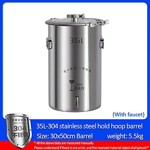 35L 304/316 SUS fermentation barrel with faucet sealed storage barrel special for home brewing Food grade brewing equipment (304 with tap)
