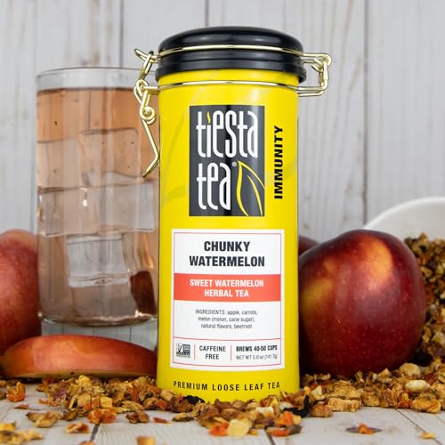 Image of Tiesta Tea - Chunky Watermelon, Loose Leaf, Sweet Watermelon Herbal Tea, Premium Non-Caffeinated Fruit Blend, Makes Hot or Iced & Brews Up to 50 Cups, 5oz Refillable Tin