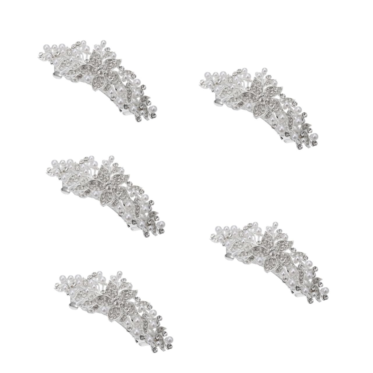 5pezzi Fermaglio Per Con Perle e Strass Per Donne Elegante Clip Per Acconciature Da Cerimonia e Festa Accessorio Per Sposa e Compleanno Design Chic e Delicato Facile Da Indossare e