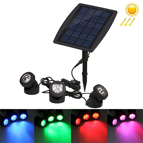 HITSAN Triple Head Underwater Light with Solar Panel, Water Resistant