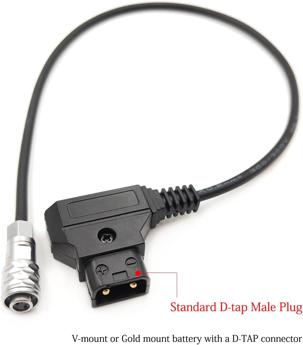 D-tap to 2 Pin Weipu BMPCC 4K 6K Pro Power Supply Cable for Blackmagic Pocket Cinema Camera 2 Pin Female from P-tap Gold Mount V Mount Battery (12 inch Straight Plug)