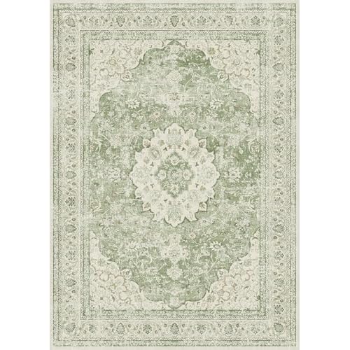PureCozy Beige Teppich Wohnzimmer 120x170cm Waschbarer Vintage Tepiche for Living Room kurzflor rutschfest Weich Böhmischen Retro Carpet für Küchen Schlafzimmer Büro Esszimmer Bedroom Grimm