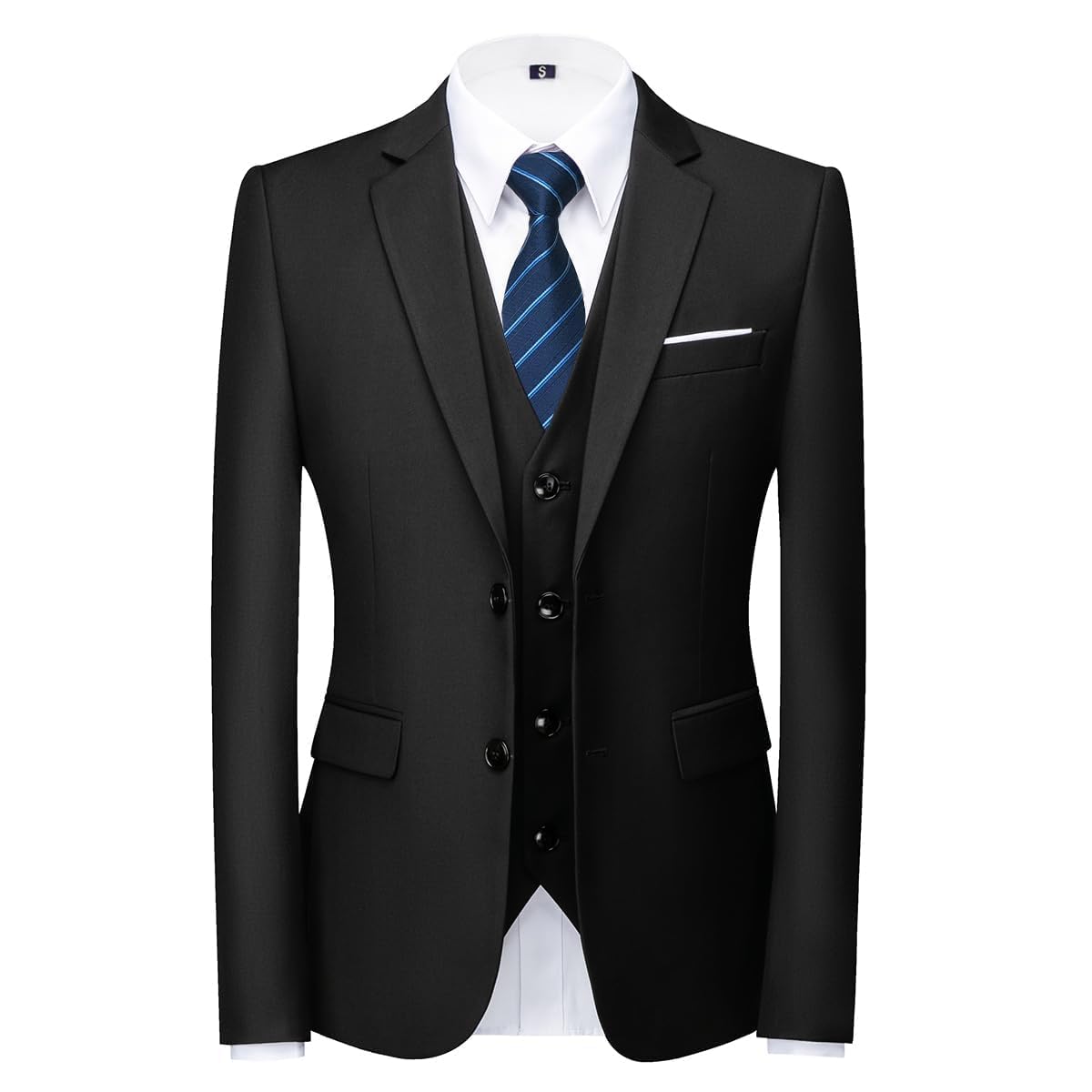 KUDORO Costume Homme 3 Pièces pour Mariage Business Slim Fit Smoking à Deux Boutons Blazer Veste et Pantalon Gilet avec Cravate