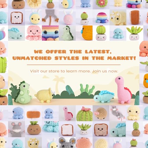 Image of Crochetta Crochet Kit for Beginners, Crochet Starter Kits for Adults, Amigurumi Craft Knitting Crocheting Kits with Step-by-Step Video Tutorials, 6 Pc Hanging Potted Plants Family(40%+ Yarn