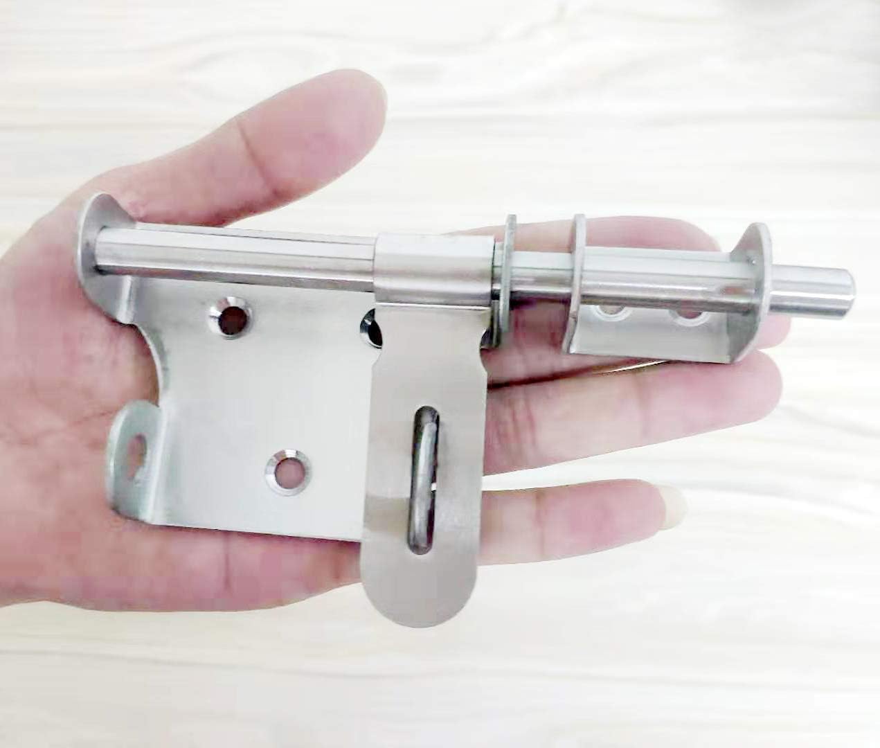dingchi Sliding Bolt Gate Latch,Stainless Steel Latch Bolt Door Latch Lock, Bolt with Padlock Hole, Hasp Safety Clasp Hasp Barrel Bolt Sliding Latches,Stainless Steel Brushed Finish