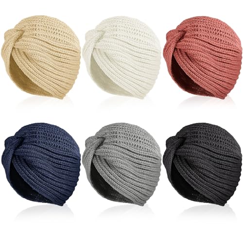Suhine 6 Pcs Chemo Headwear for Women Warm Cancer Patients Caps Head Wraps Turban Knit Beanie Hats...