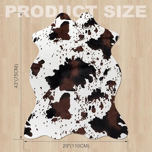 Sgizoku Cow Print Rug - 3.6x2.5 Feet Cow Hide Rugs Faux Cowhide Rug Cute Area Rug Fun Western Room Decor Cow Rugs for Living Room Bedroom Non-Slip Brown(43 inches x 29 inches) - Image 4