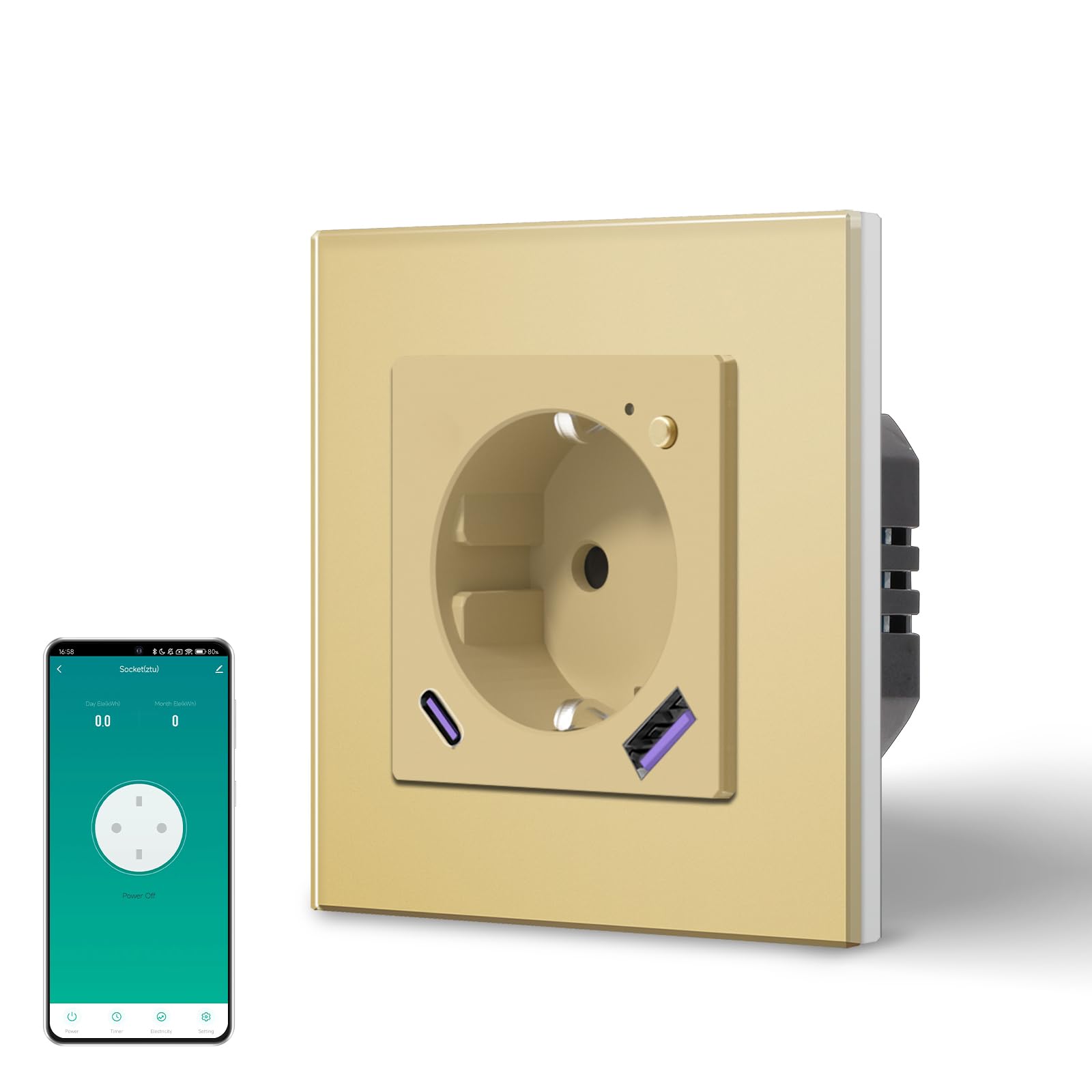 BSEED Enchufe Inteligente con 20W USB y Tipo C,Mate Enchufe Pared Wifi con Medidor Consumo,Control Remoto por APP & Voz,Requiere Cable Neutro,1 Enchufe,Blanco 86mm — view 11