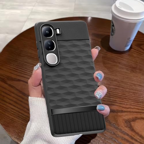 Image of Pikkme Back Cover for Vivo Y300 5G Camera Protection 3D Hexa Cube Design Silicone Protective Bumper Case (Black)
