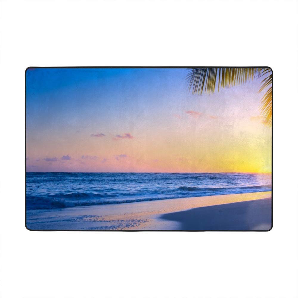 Tapis de sol antidérapant grand format motif coucher de soleil haute durabilité