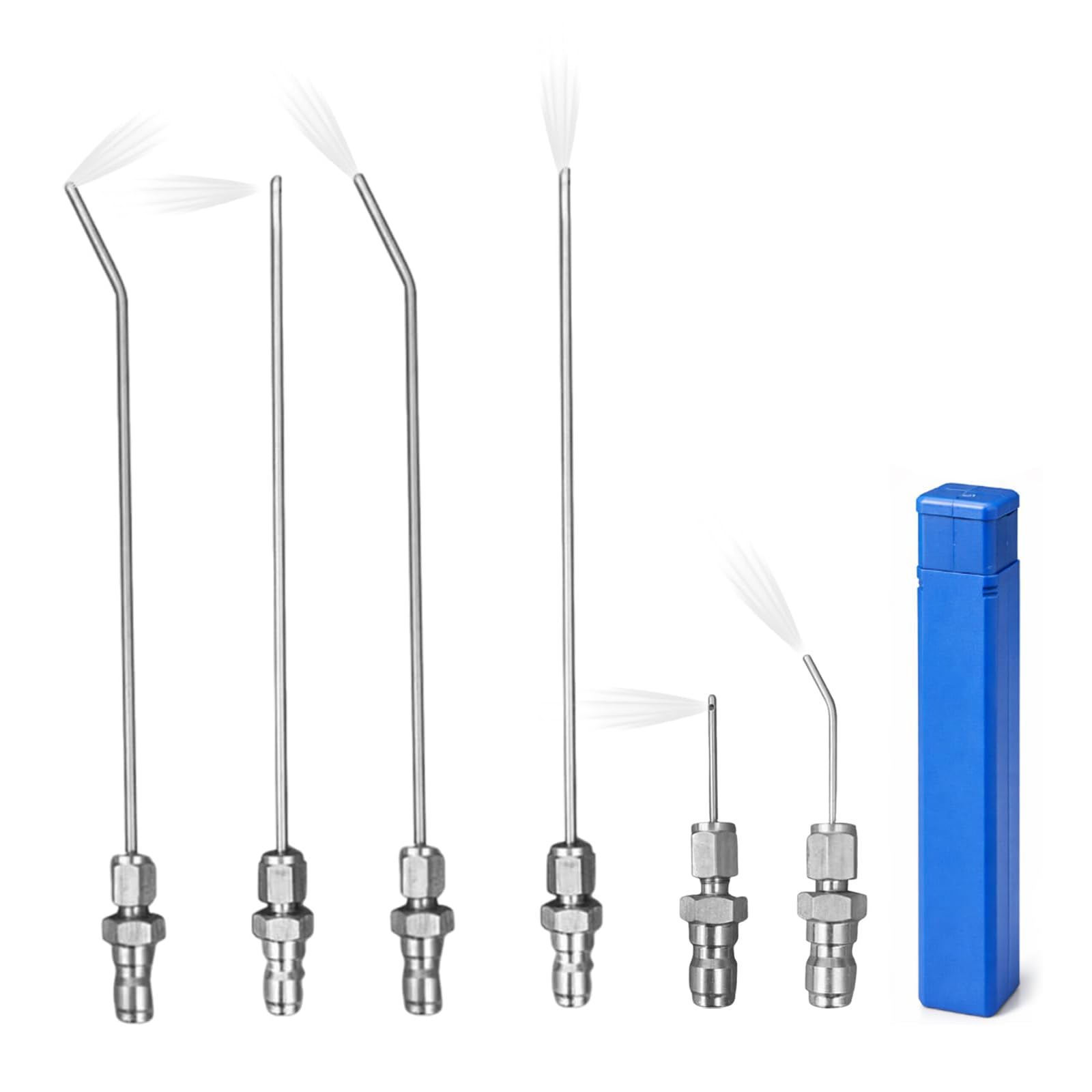 Pressure Washer Nozzle Needle Quick Connecting Tip with Straight and Side Opening Design for Washer Drum and Appliance Clearing Rinse
