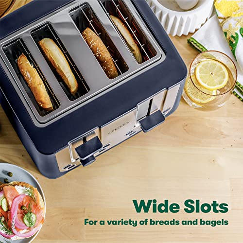 Bella 4 Slice Toaster With Auto Shut Off - Extra Wide Slots & Removable Crumb Tray And Cancel, Defrost & Reheat Function - Toast Bread & Bagel, Blue #TOP2