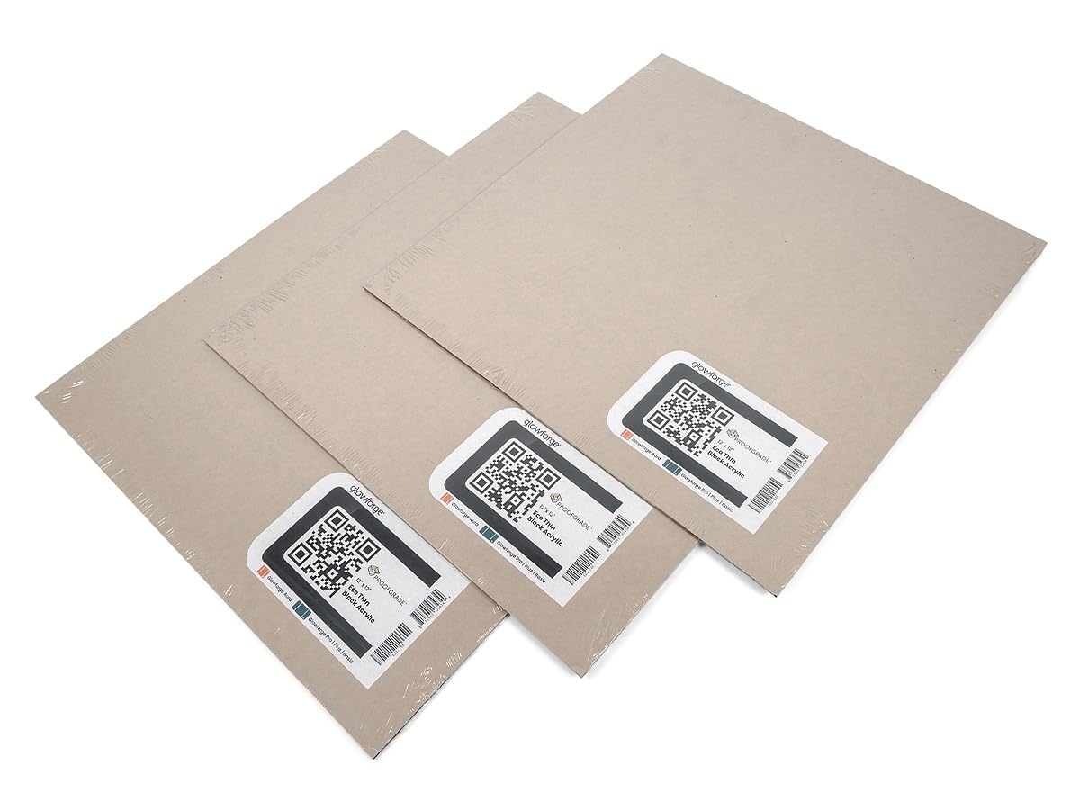 Glowforge Proofgrade Eco Thin Black Acrylic Sheets - 12" x 12" (3-Pack) — image 1